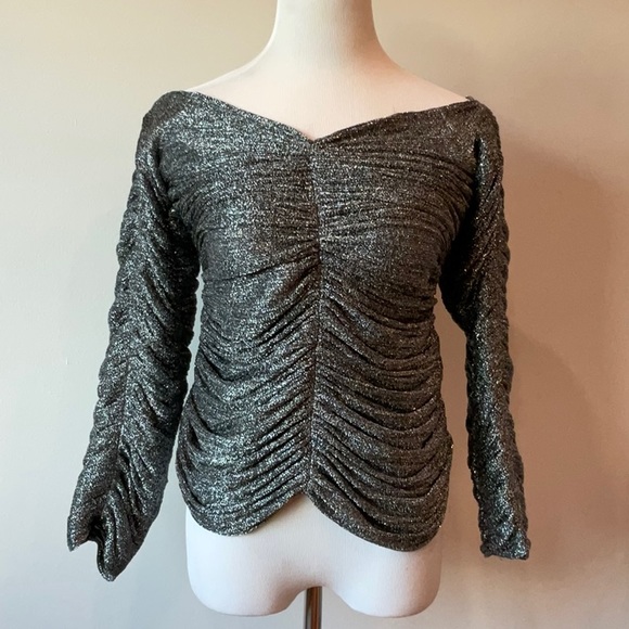 Georgia Alice Metallic off the shoulder Top NWOT - Picture 2 of 11